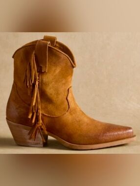 Sundance Catalog Italian Suede Fringe Ankle Boots Italy Dove Canyon 39 Like New